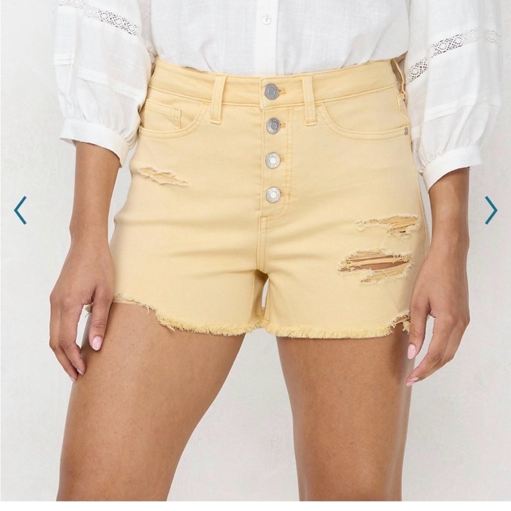 LC Lauren Conrad Yellow Distressed Women Shorts